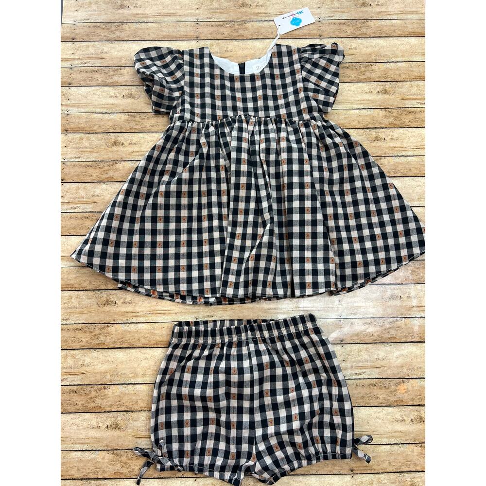 Evie's Closet Black Tan Plaid Tunic Dress Set Size 5 NEW